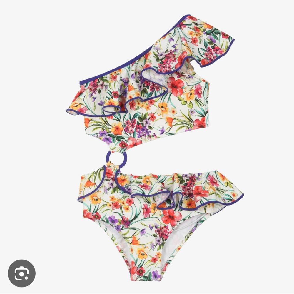Floral One-Shoulder Kids Swimwear